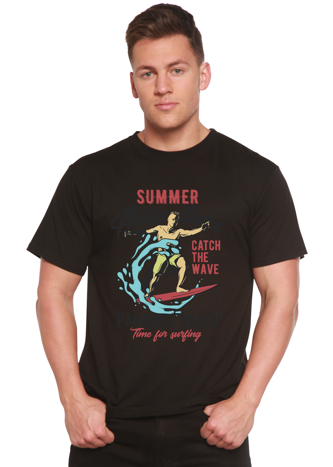 Catch The Wave men's bamboo tshirt black