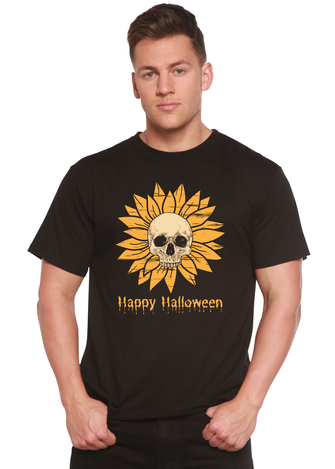 Happy Halloween Day Graphic Bamboo T-Shirt black
