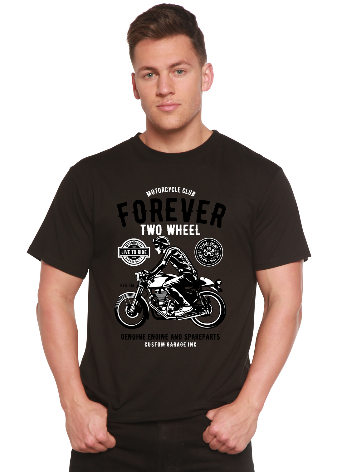 Forever Two Wheel men's bamboo tshirt black