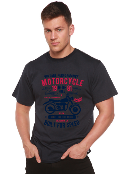Motorcycle Ride Free men's bamboo tshirt navy blue
