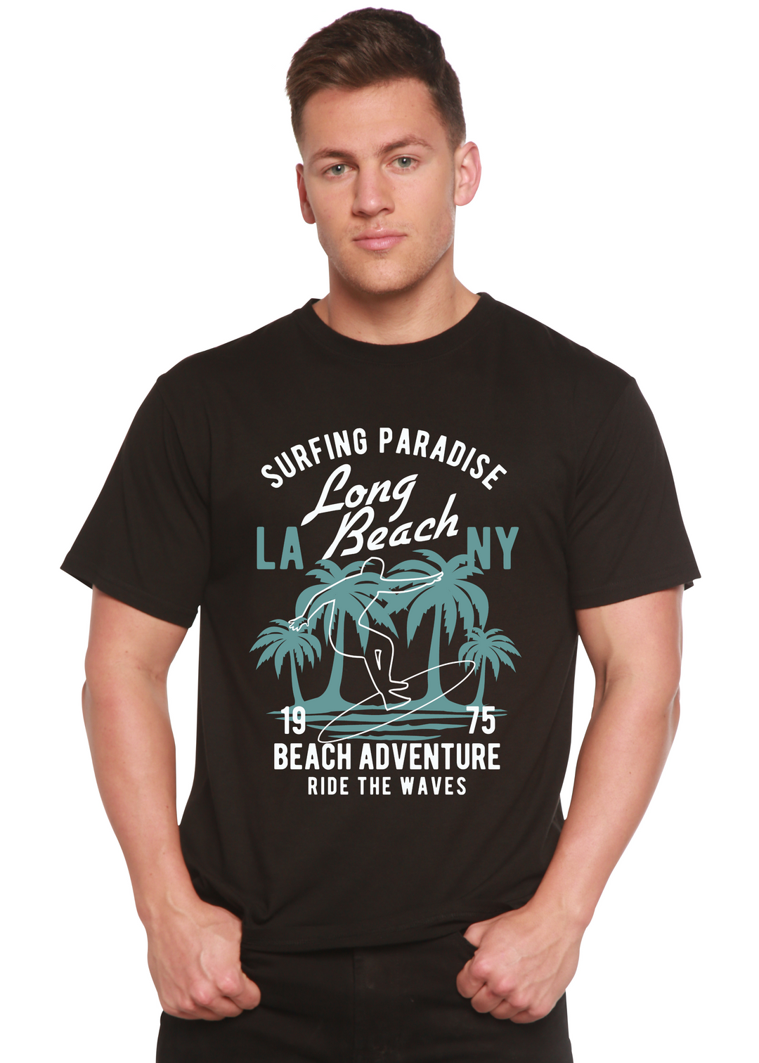 Beach Adventure men's bamboo tshirt black