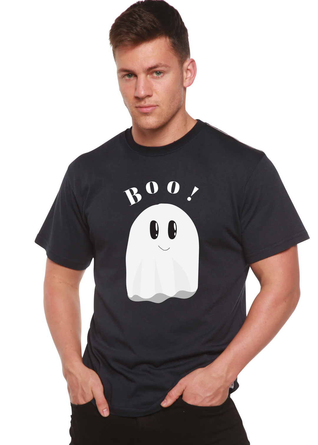 Boo Graphic Bamboo T-Shirt navy blue