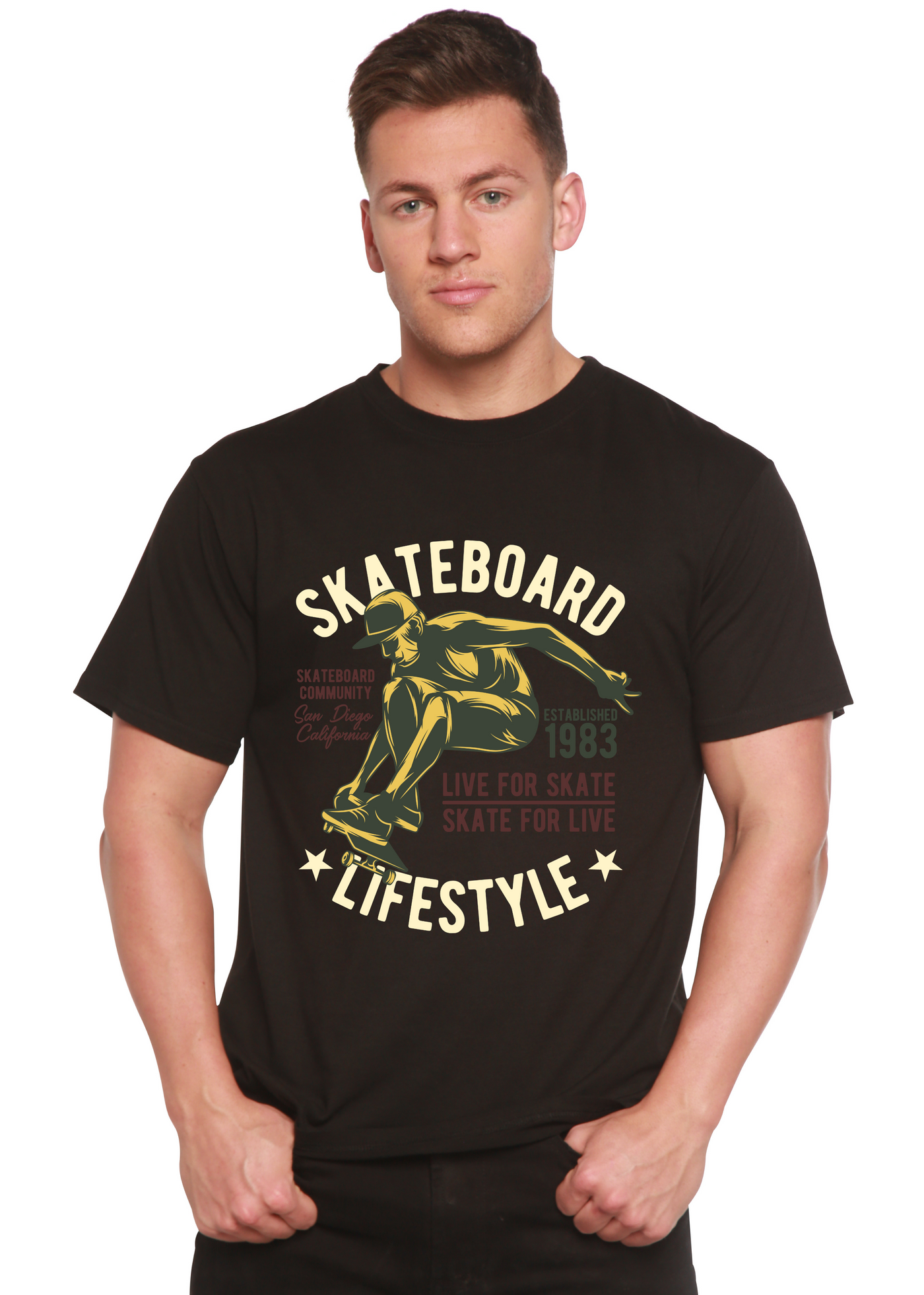 Skateboard Lifestyle men's bamboo tshirt black