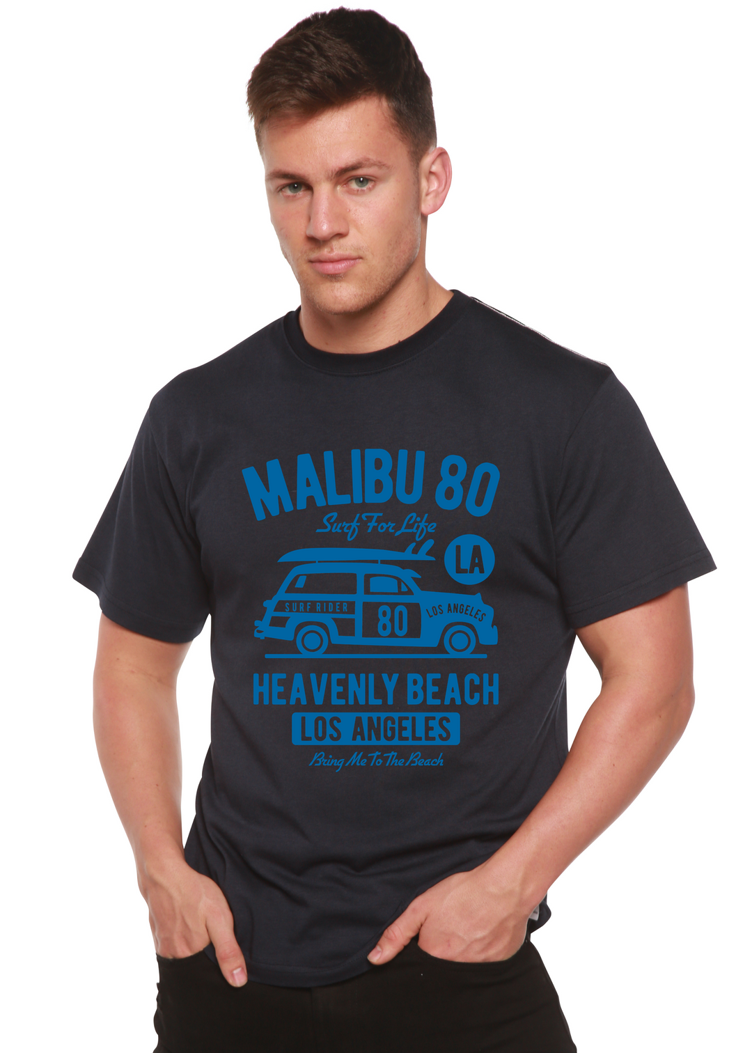 Malibu 80 men's bamboo tshirt navy blue