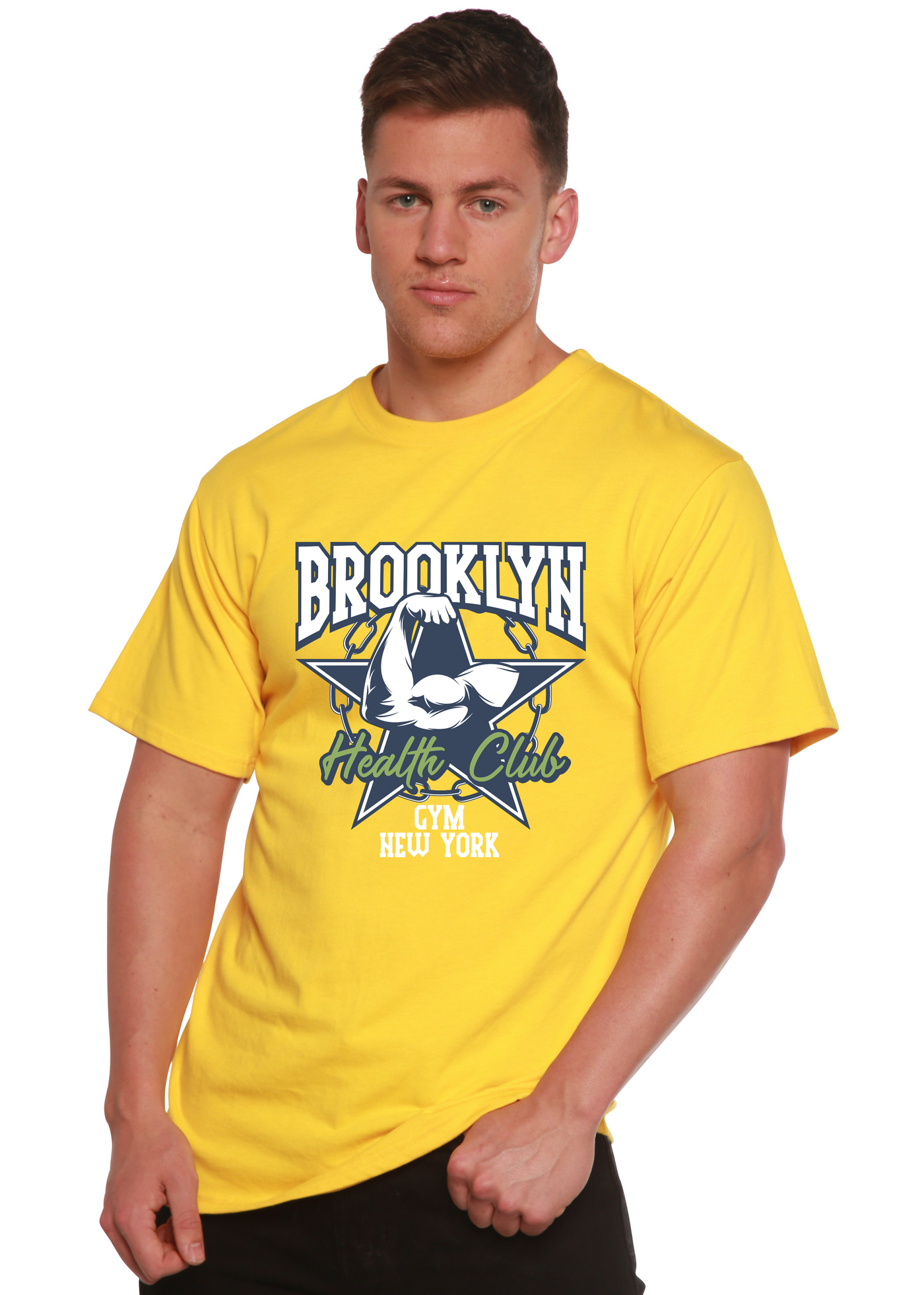 Brooklyn Health Club men's bamboo tshirt lemon chrome