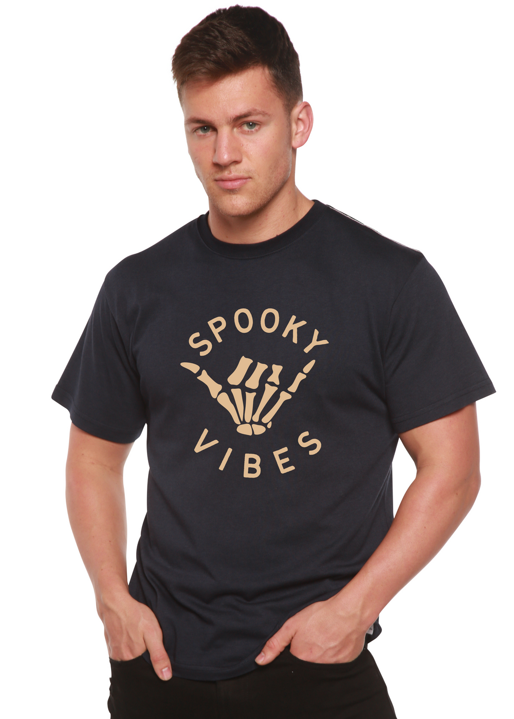 Spooky Vibes Graphic Bamboo T-Shirt navy blue