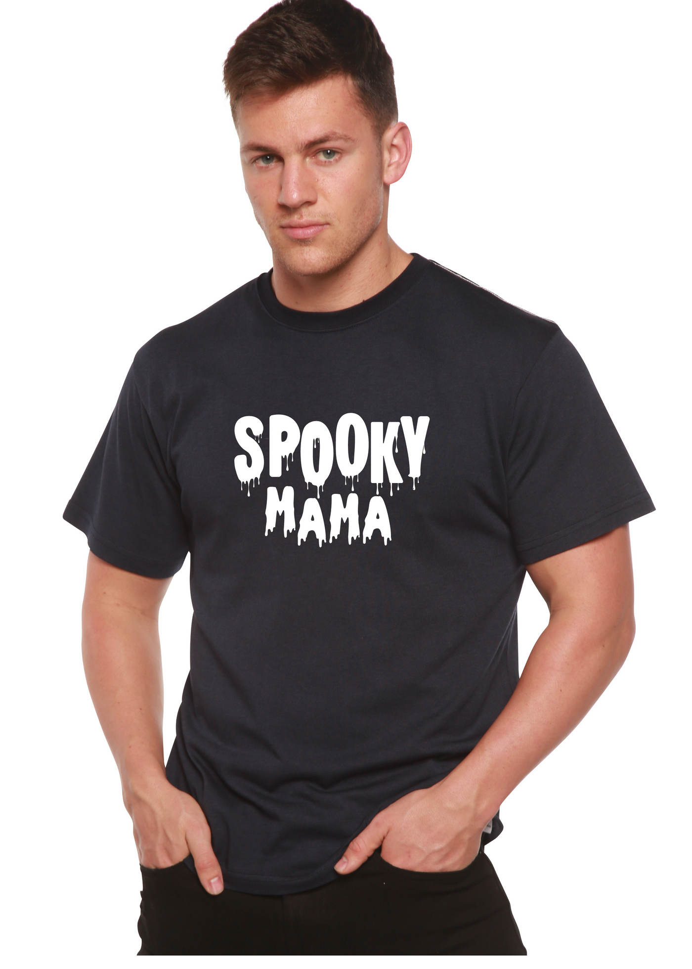Spooky Mama Graphic Bamboo t-shirt navy blue