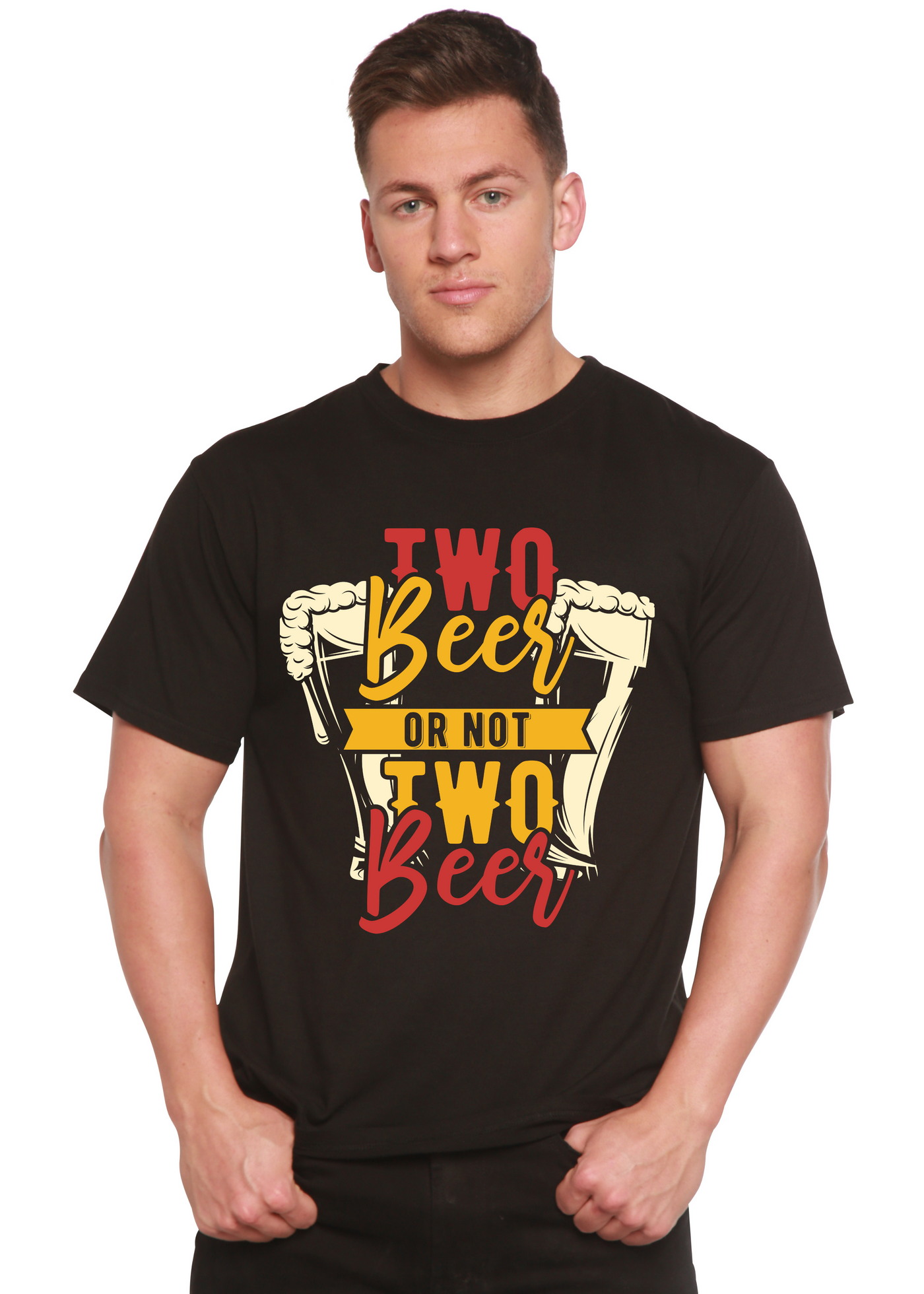 Two Beer men's bamboo tshirt black
