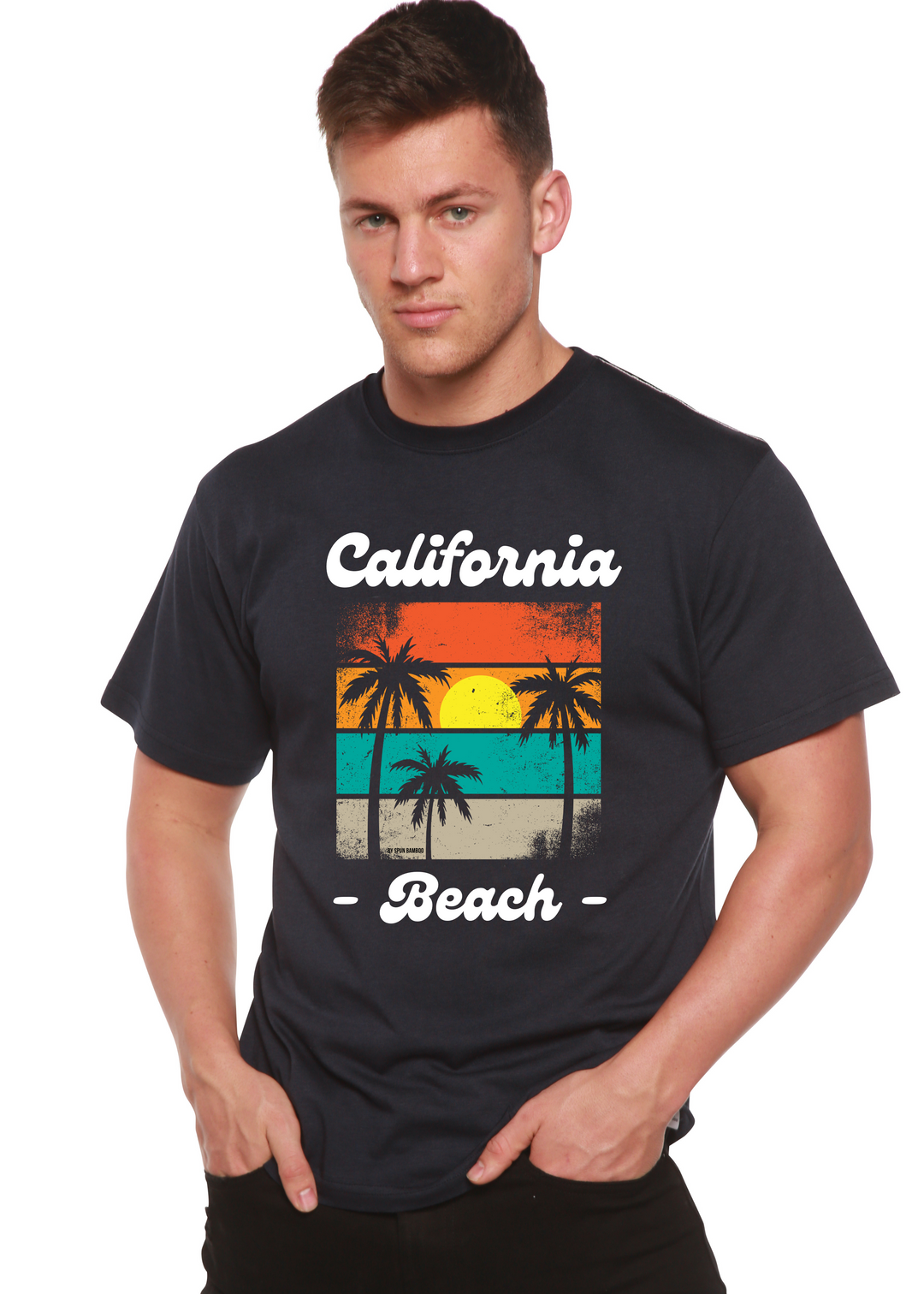 California Beach Unisex Graphic Bamboo T-Shirt navy blue