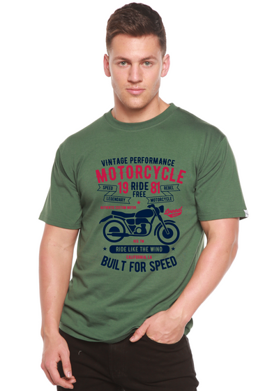Motorcycle Ride Free men's bamboo tshirt pine green