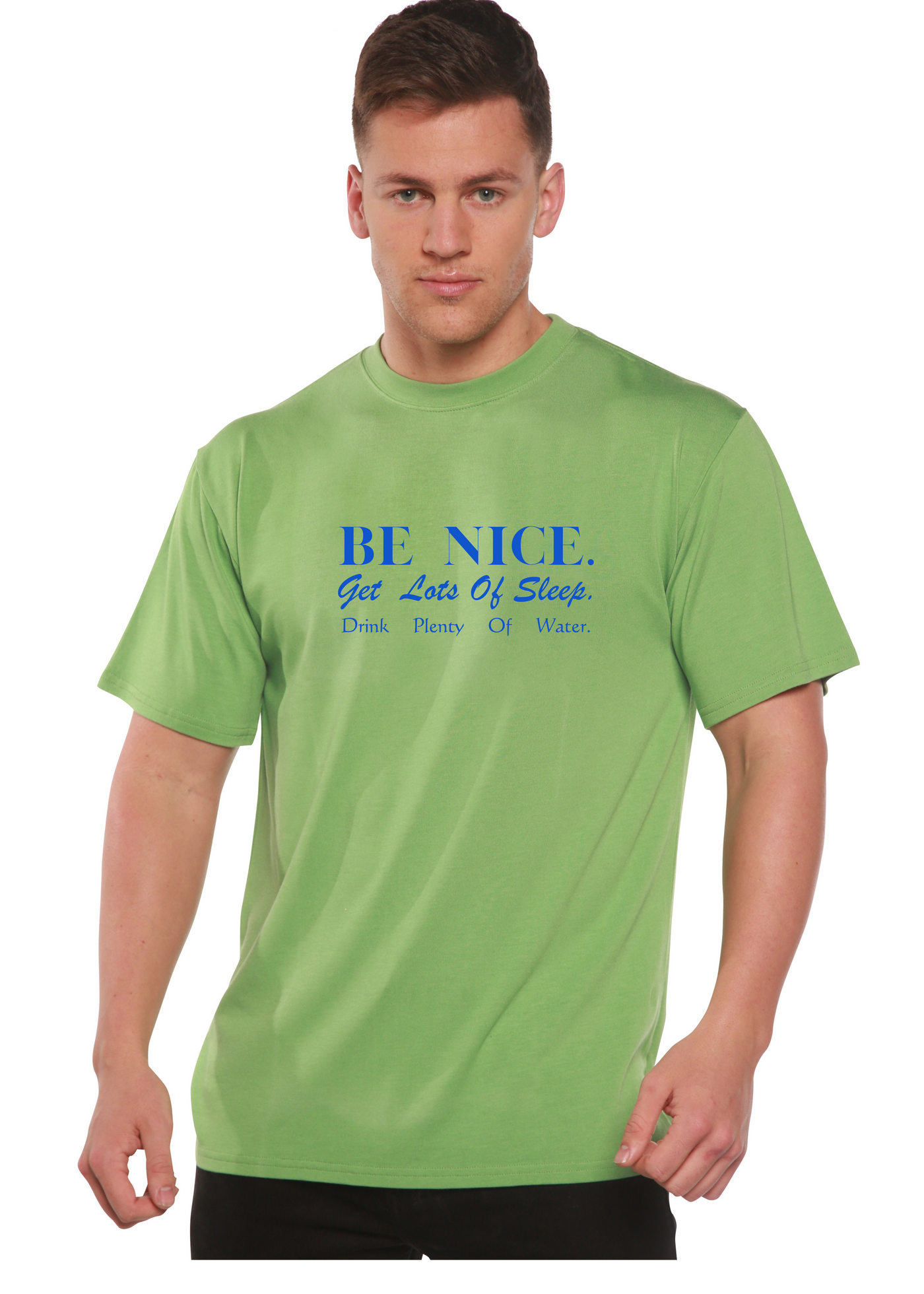 Be Nice Graphic Bamboo T-Shirt green tea