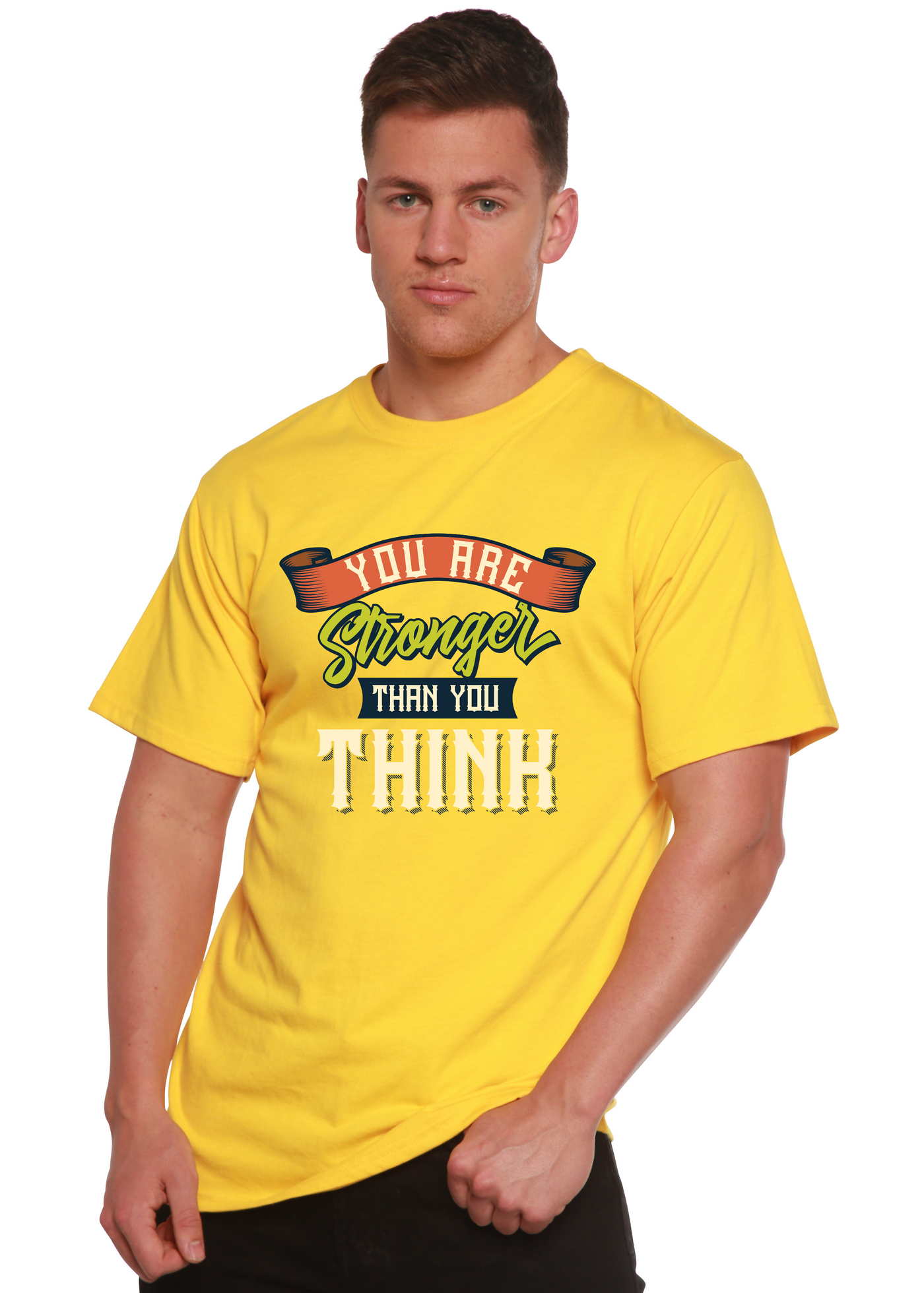 You Are Stronger Than You Think men's bamboo tshirt lemon chrome