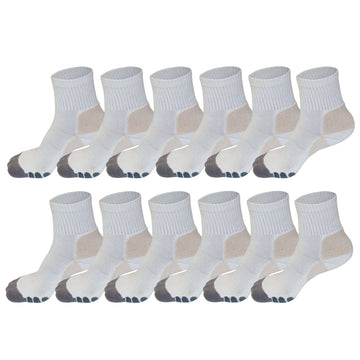 3/4 Crew Athletic Bamboo Viscose Socks Unisex White Color - 12-pack main image 0