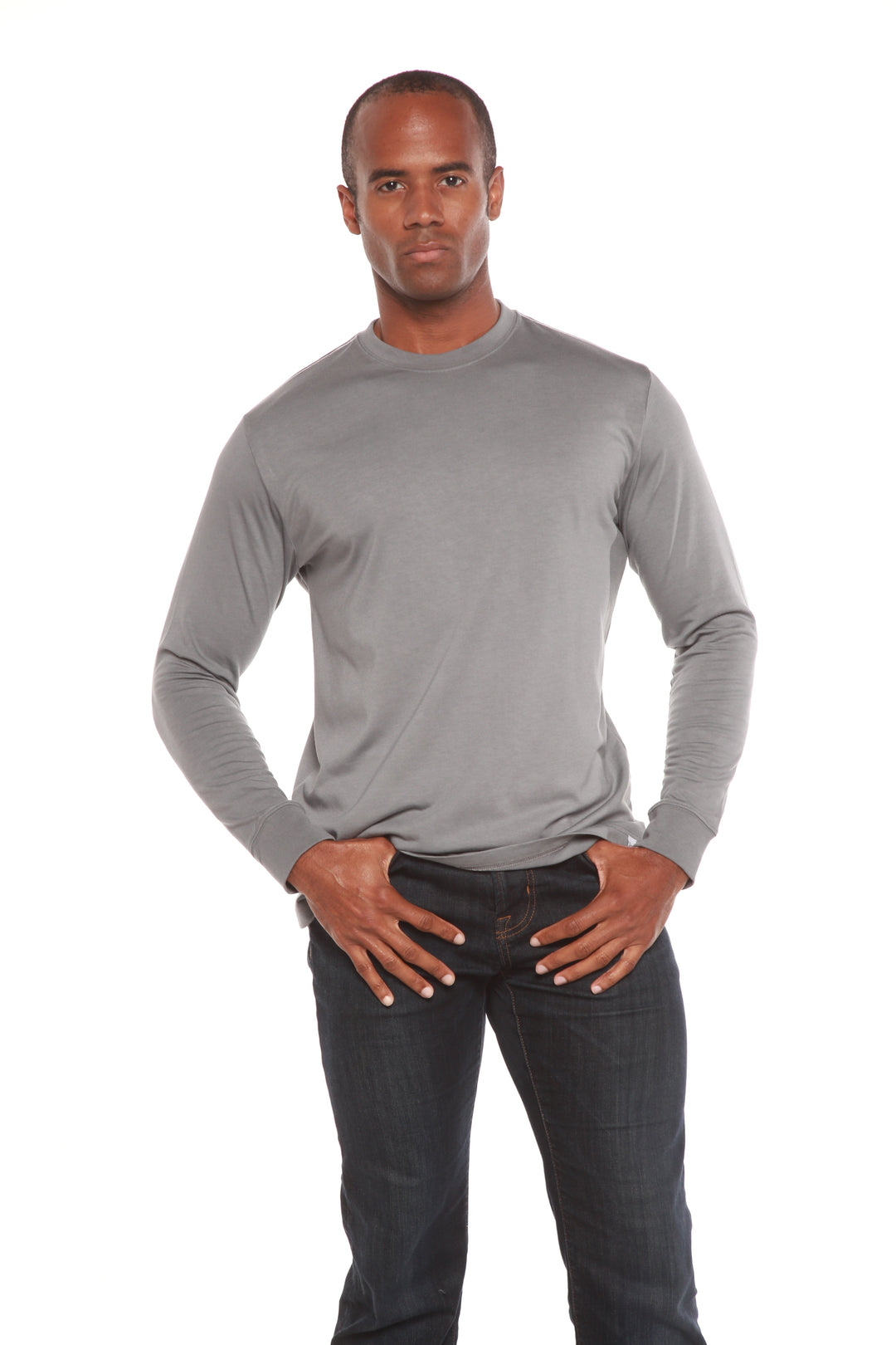 Custom Printed Men's Bamboo Viscose/Organic Cotton Long Sleeve T