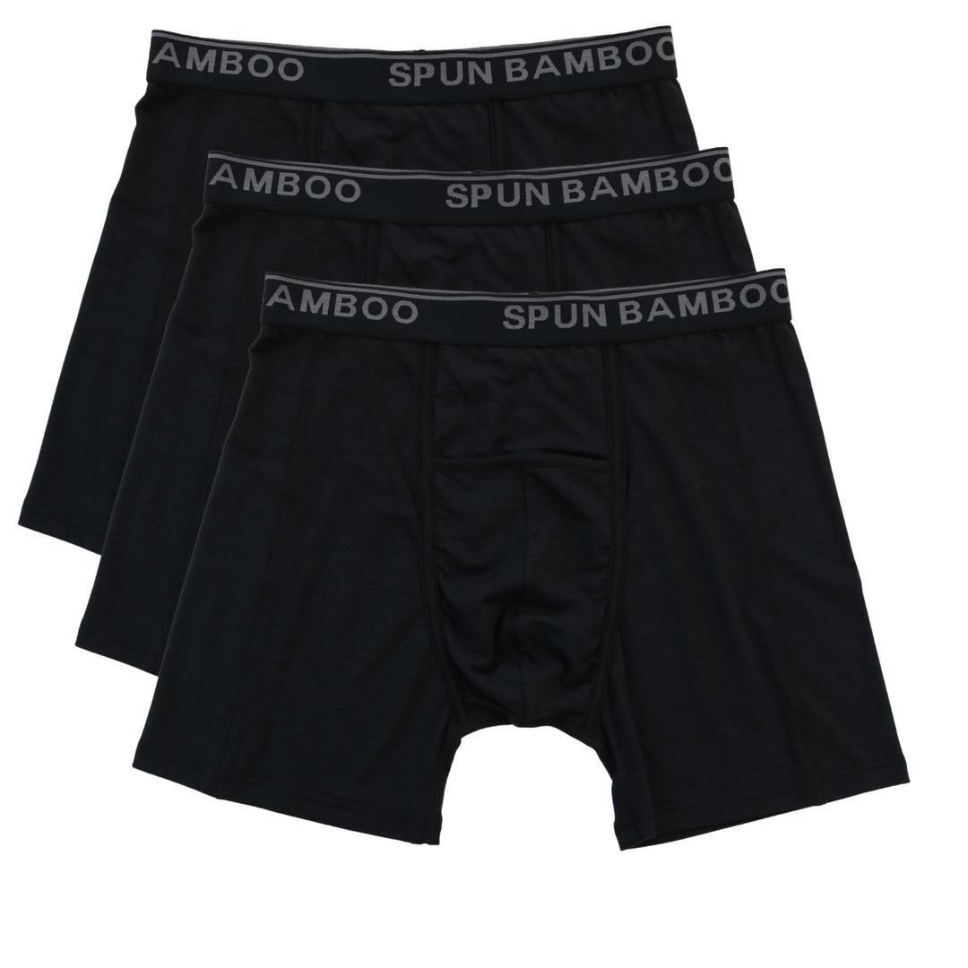 Men's Bamboo Viscose Boxer Briefs Underwear Black Color - 3-pack