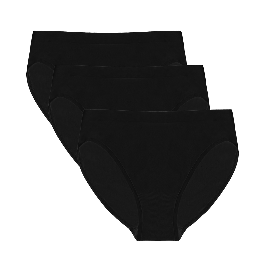 Women's Bamboo/Cotton High Leg Brief Style Underwear Black Color - 3-pack