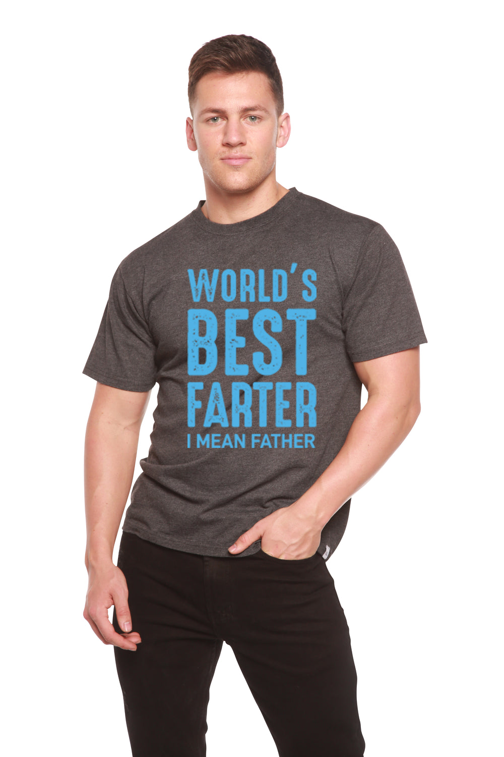 World's Best Farther Men's Bamboo Viscose/Organic Cotton Short Sleeve T-Shirt - Spun Bamboo