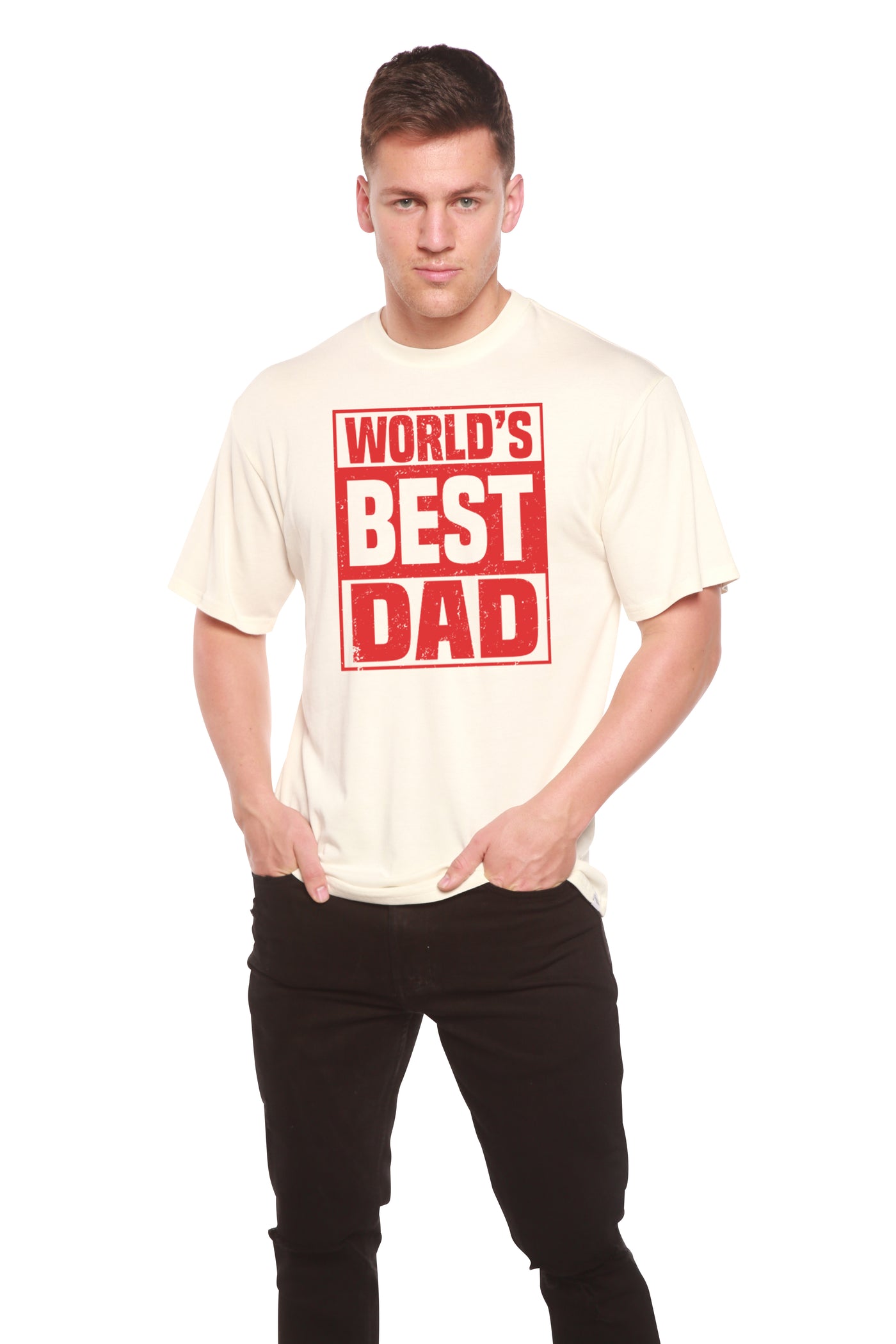 World's Best Dad Men's Bamboo Viscose/Organic Cotton Short Sleeve T-Shirt - Spun Bamboo