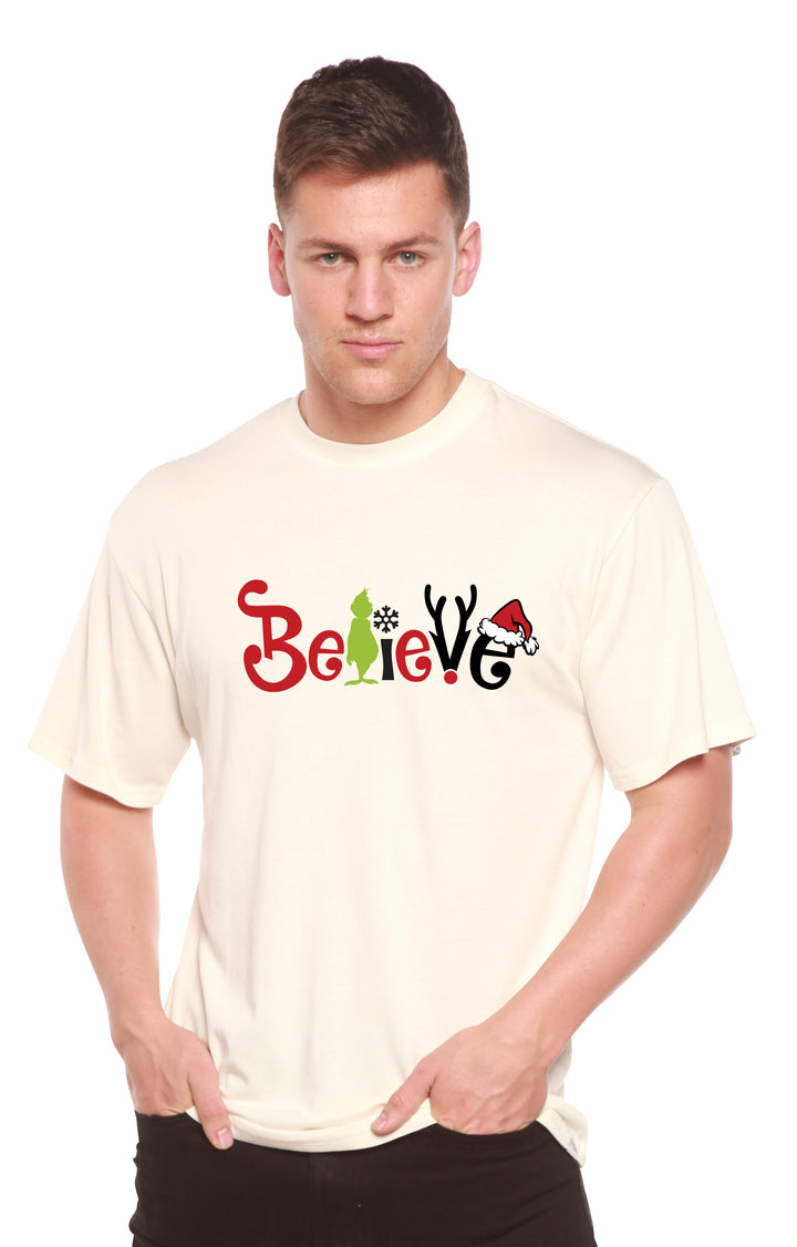 Believe Christmas Printed Men's Bamboo T-Shirt - Spun Bamboo