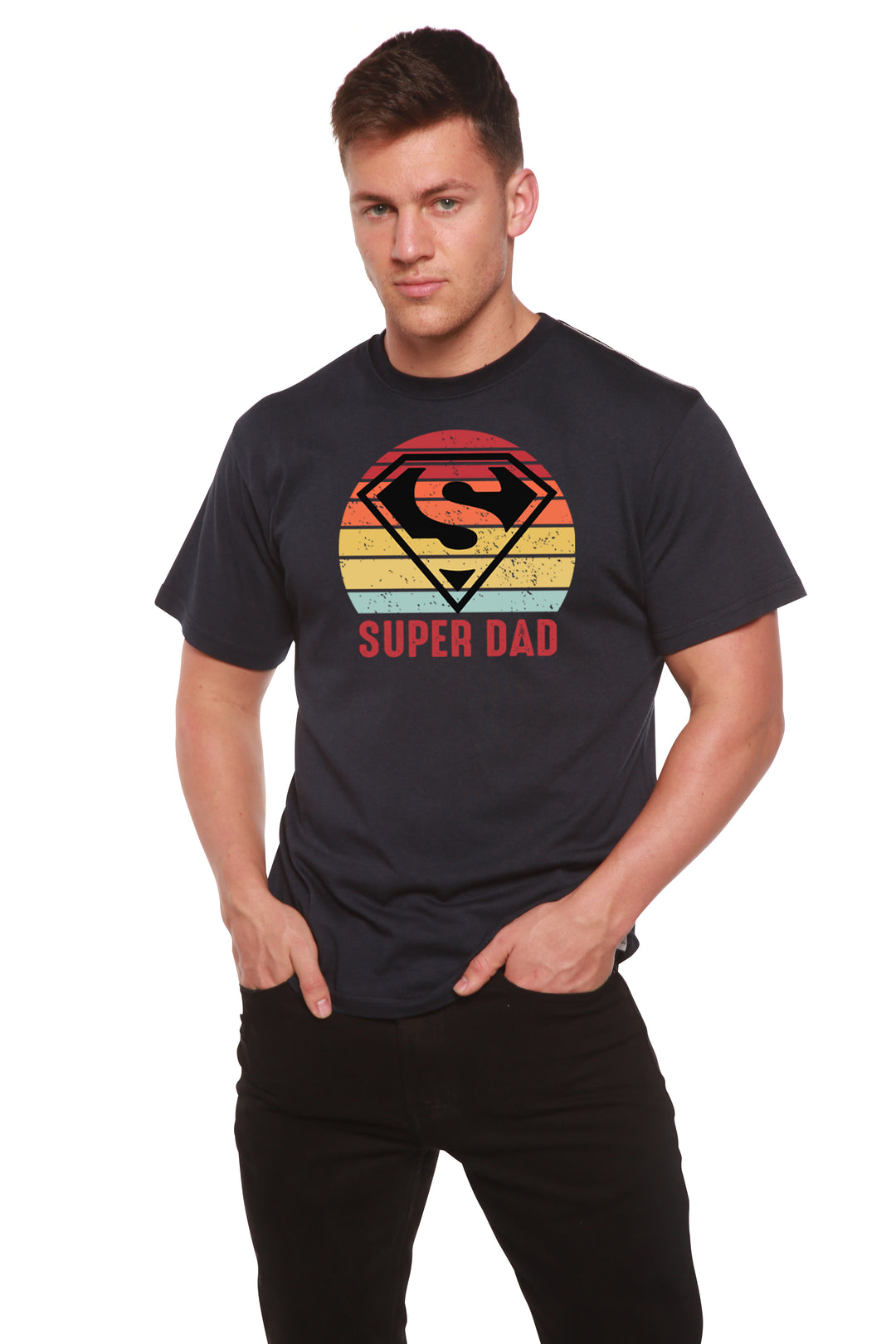 Super Dad Men's Bamboo Viscose/Organic Cotton Short Sleeve T-Shirt - Spun Bamboo