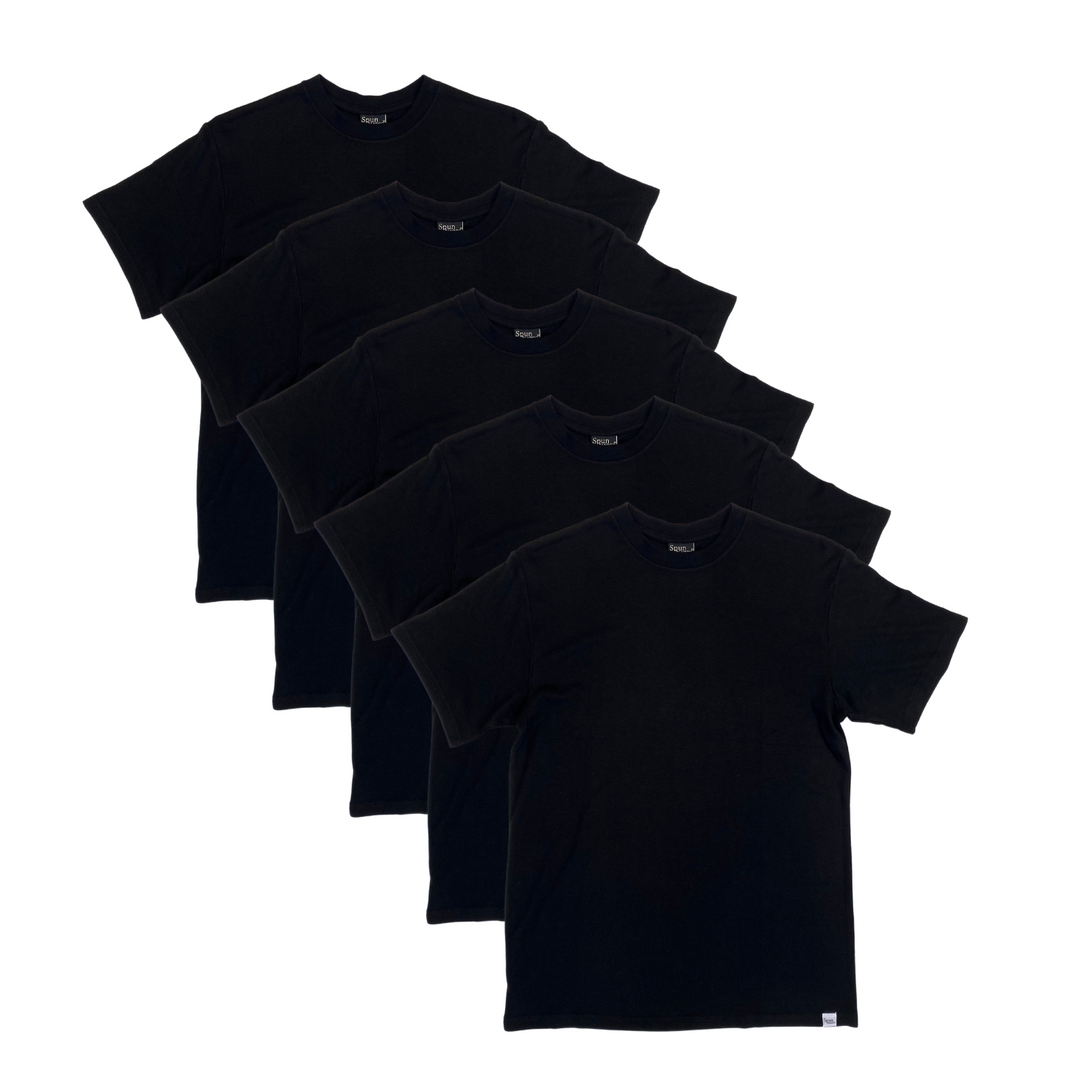 Men's Bamboo Viscose/Organic Cotton Short Sleeve T-Shirt Black Color - 5-Pack