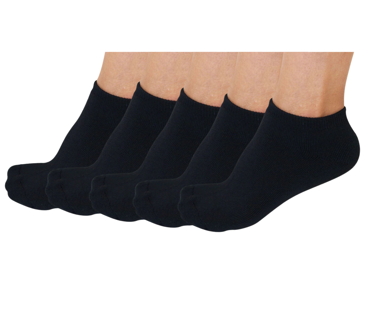 No Look Anklet Bamboo Viscose Socks Unisex Black Color - 5-pack