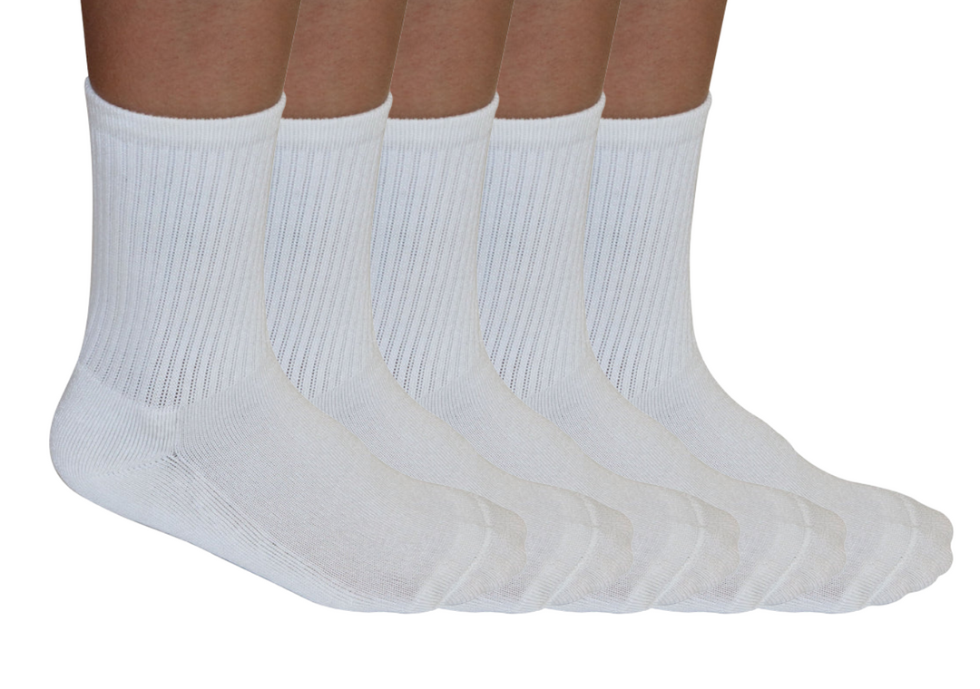 3/4 Crew Athletic Bamboo Viscose Socks Unisex White Color - 5-pack