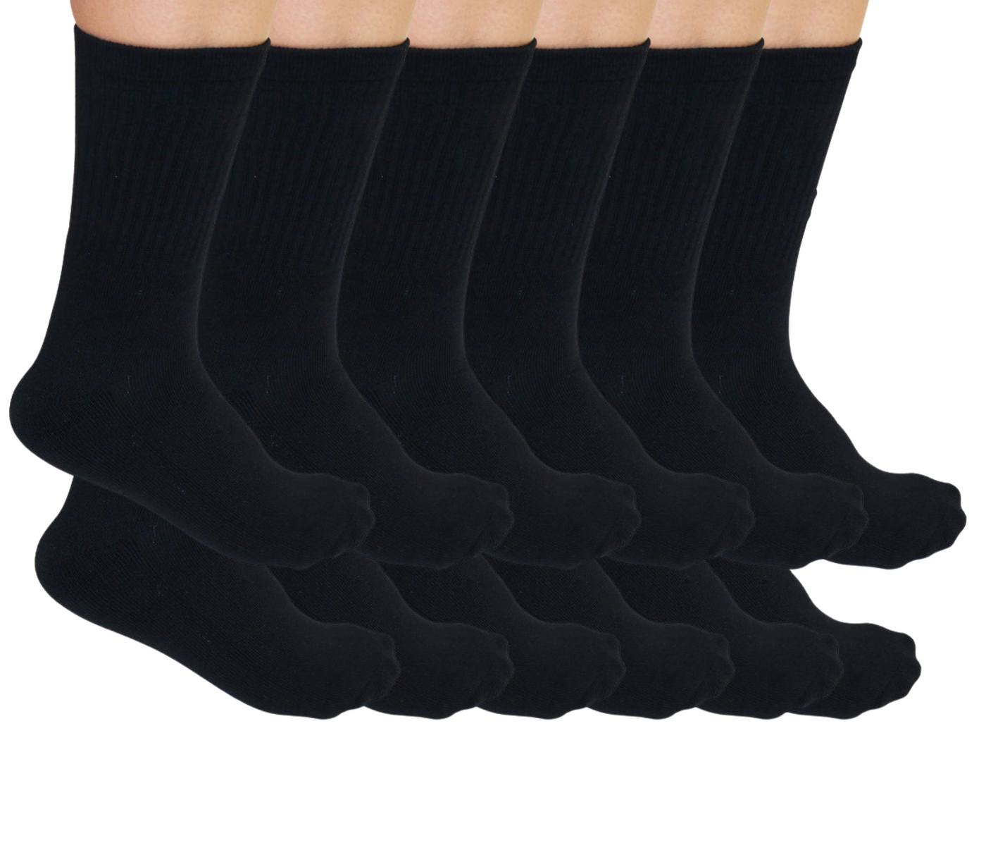 3/4 Crew Black Bamboo Viscose Socks Unisex - 12-pack