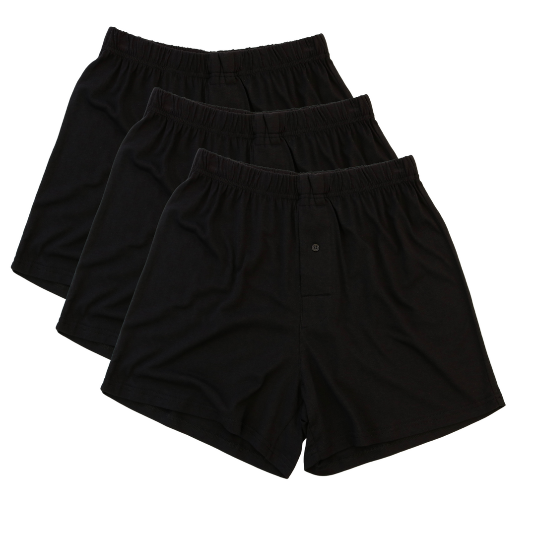 Men's Bamboo Viscose/Cotton Boxer Style Underwear Black Color - 3-pack
