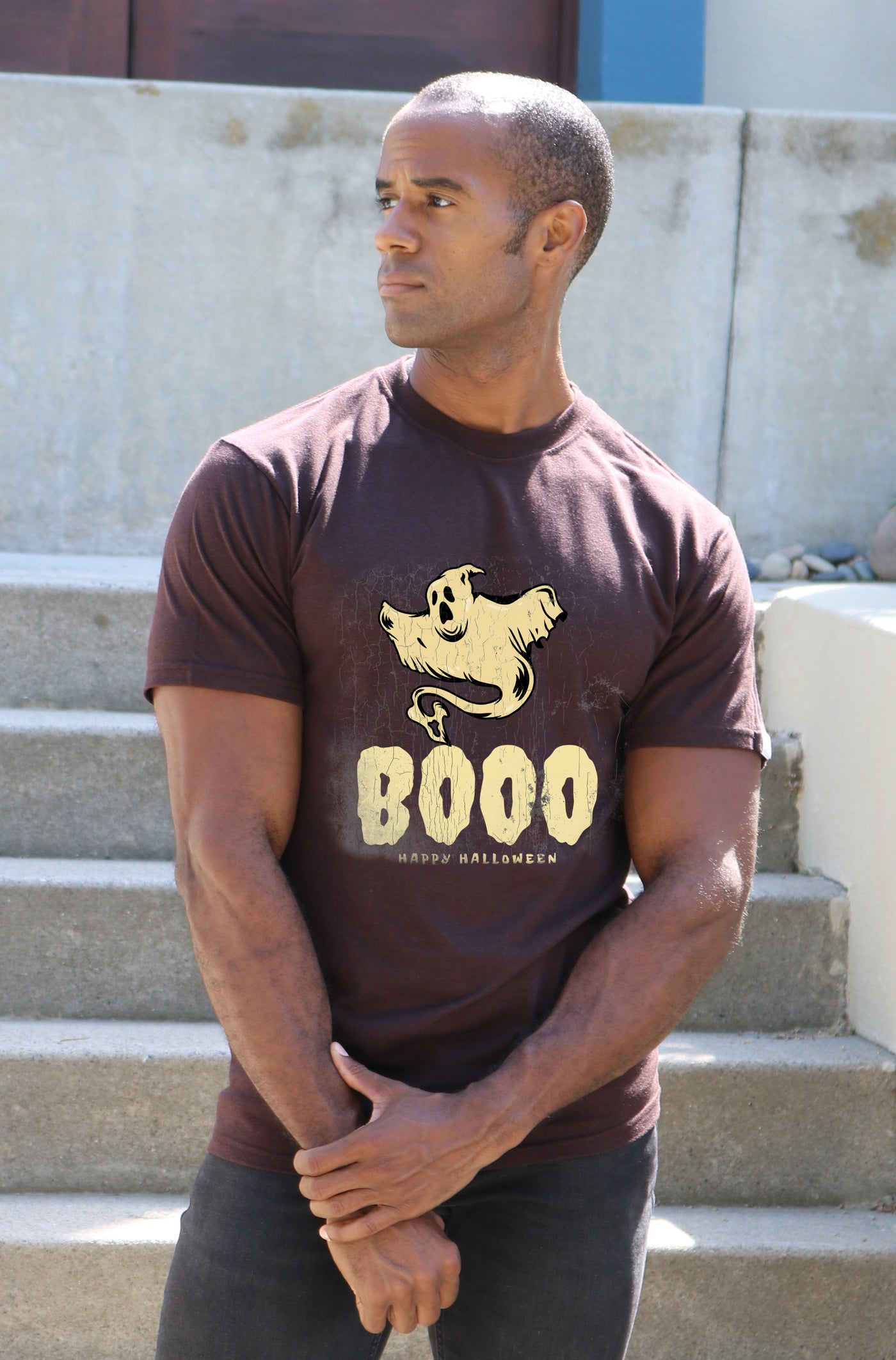 Happy Halloween Graphic Men's Bamboo Viscose/Organic Cotton Short Sleeve T-Shirt - Spun Bamboo