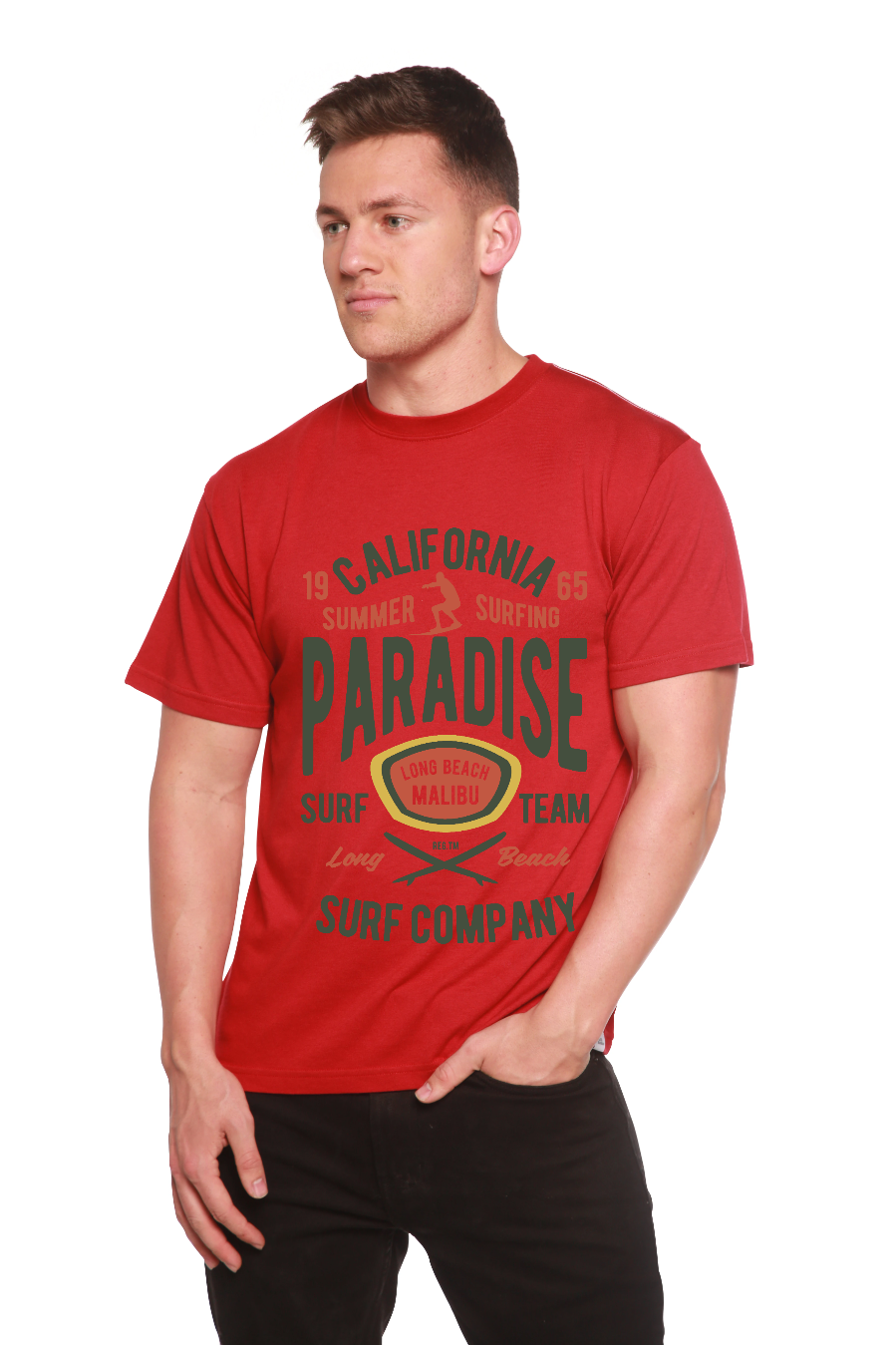 California Summer Surfing Men's Bamboo Viscose/Organic Cotton Short Sleeve T-Shirt - Spun Bamboo