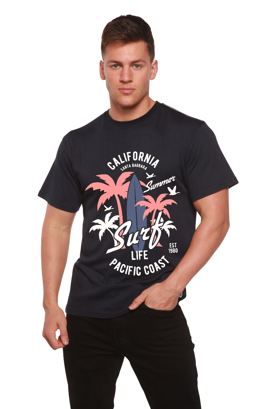 California Surf  Men's Bamboo Viscose/Organic Cotton Short Sleeve T-Shirt - Spun Bamboo
