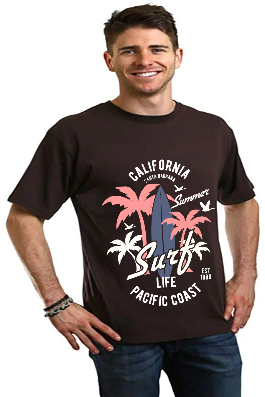 California Surf  Men's Bamboo Viscose/Organic Cotton Short Sleeve T-Shirt - Spun Bamboo