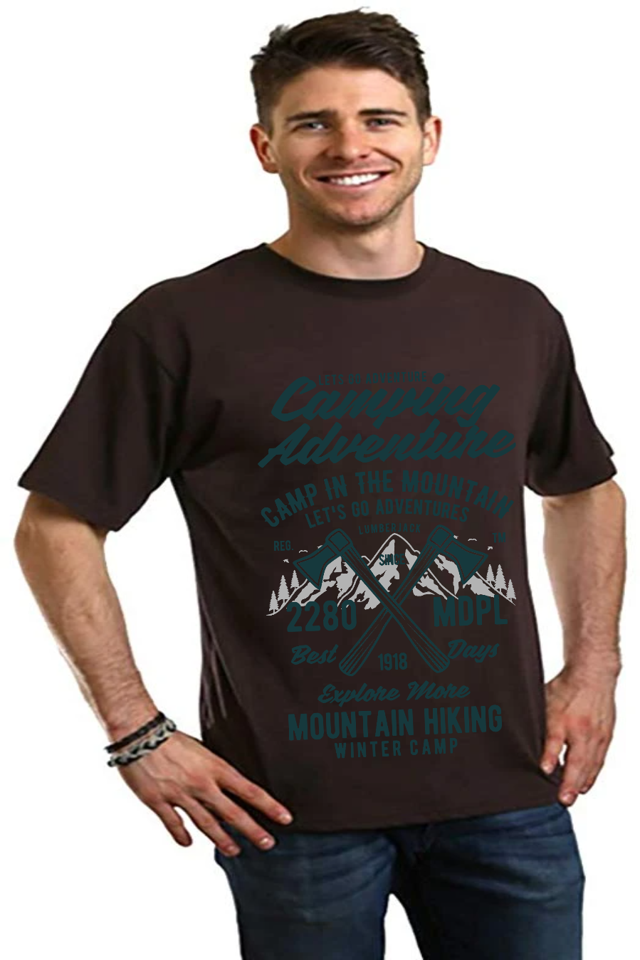 Camping Adventure Men's Bamboo Viscose/Organic Cotton Short Sleeve T-Shirt - Spun Bamboo