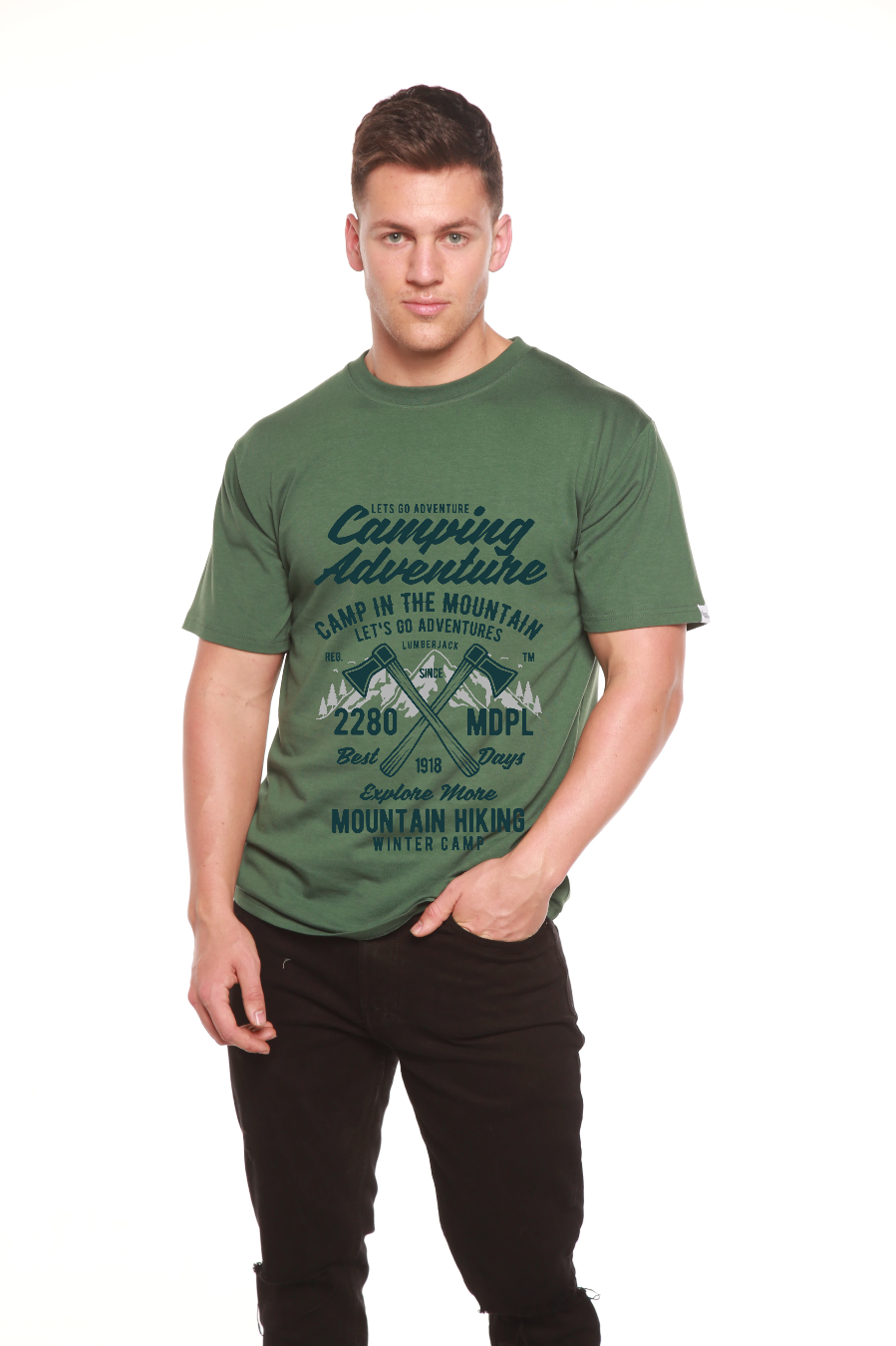 Camping Adventure Men's Bamboo Viscose/Organic Cotton Short Sleeve T-Shirt - Spun Bamboo