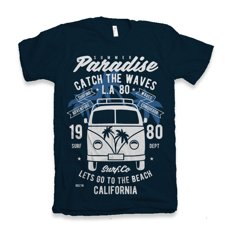 Catch The Waves Men's Bamboo Viscose/Organic Cotton Short Sleeve T-Shirt - Spun Bamboo