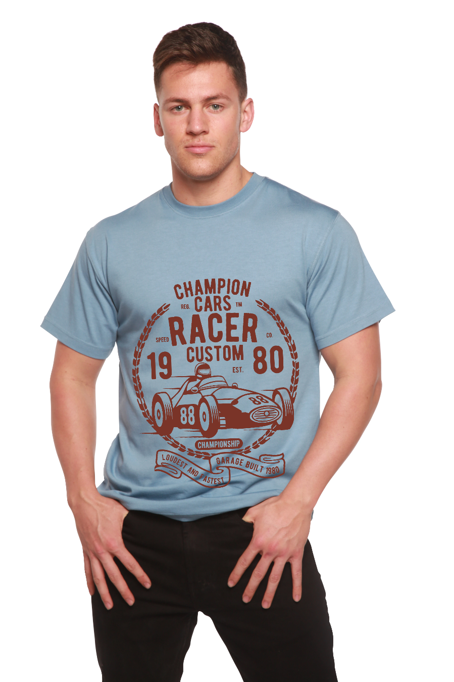 Champions Cars Men's Bamboo Viscose/Organic Cotton Short Sleeve T-Shirt - Spun Bamboo