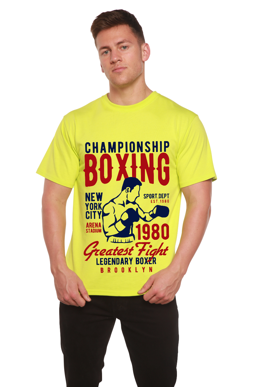 Championship Boxing Men's Bamboo Viscose/Organic Cotton Short Sleeve T-Shirt - Spun Bamboo