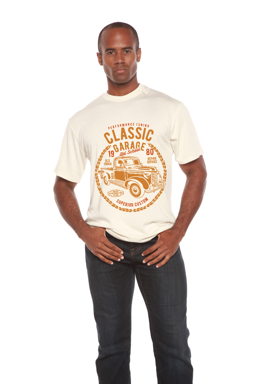 Classic Garage Men's Bamboo Viscose/Organic Cotton Short Sleeve T-Shirt - Spun Bamboo
