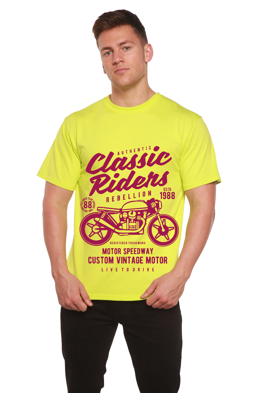 Classic Riders Men's Bamboo Viscose/Organic Cotton Short Sleeve T-Shirt - Spun Bamboo