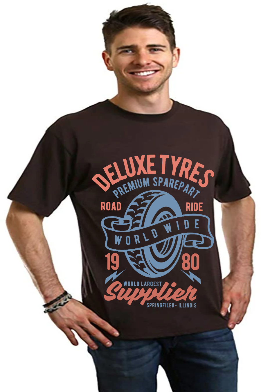 Deluxe Tyres Men's Bamboo Viscose/Organic Cotton Short Sleeve T-Shirt - Spun Bamboo
