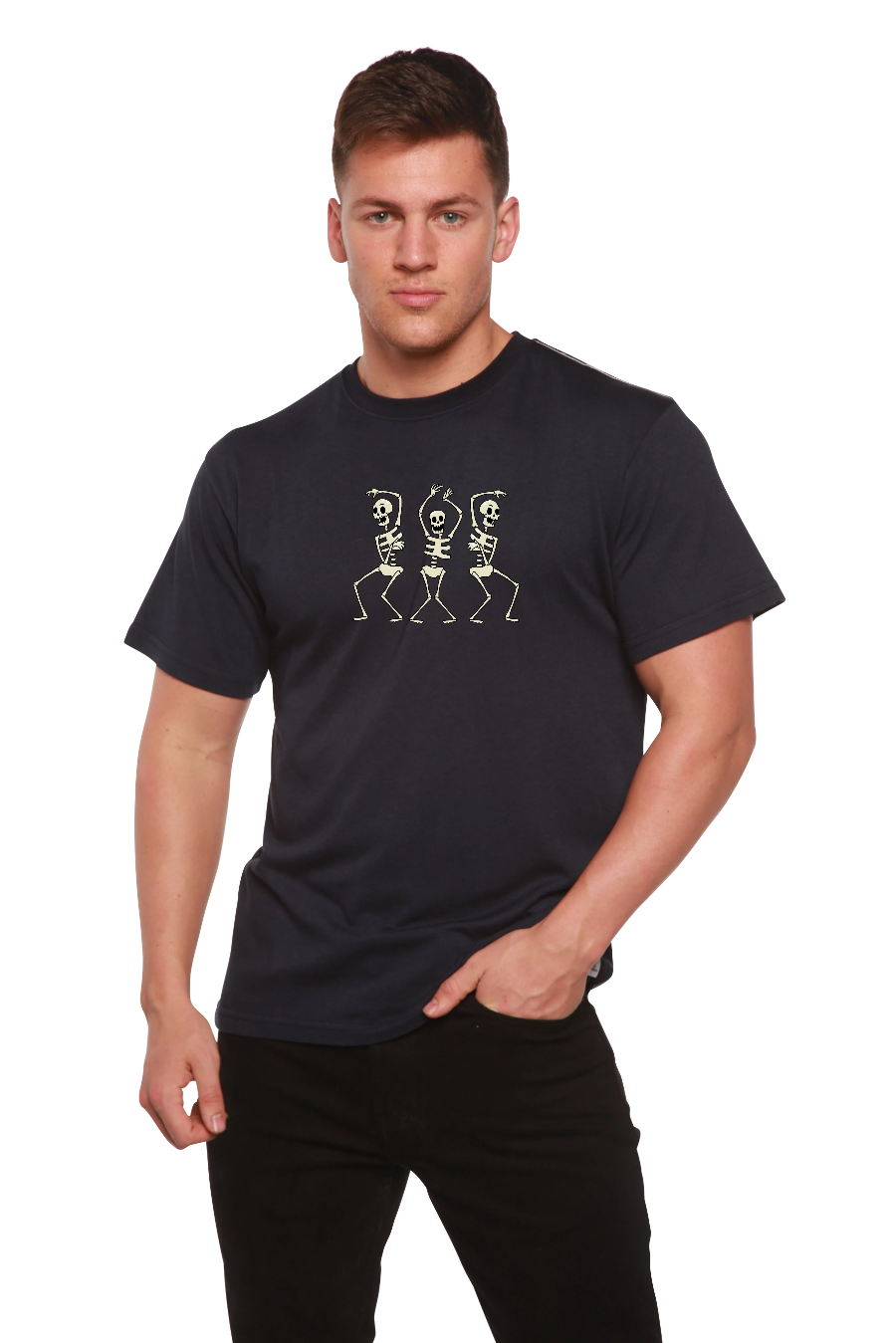 Dancing Skeletons Bamboo Viscose/Organic Cotton Short Sleeve Printed T-Shirt