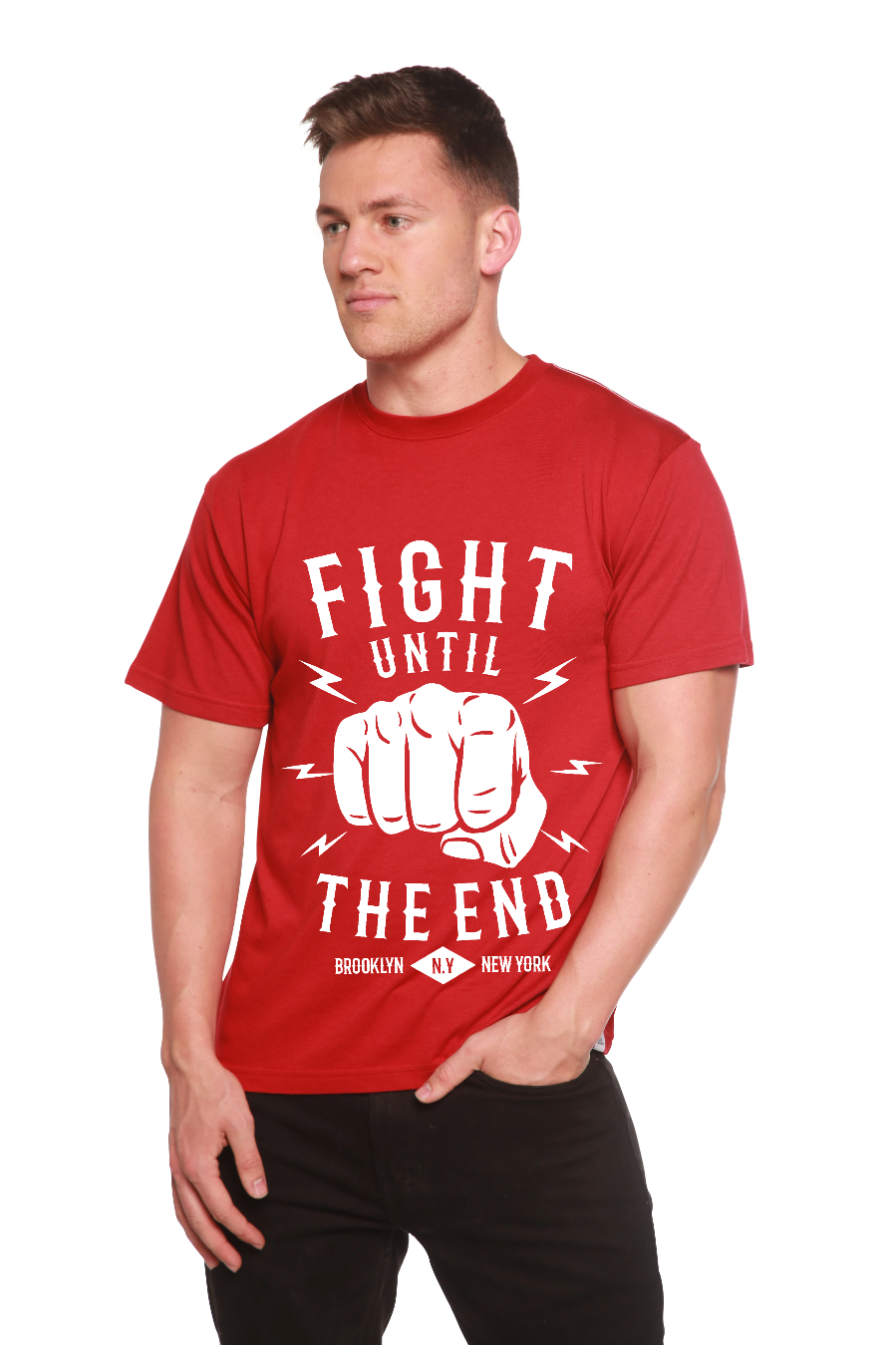 Fight Until Men's Bamboo Viscose/Organic Cotton Short Sleeve T-Shirt - Spun Bamboo
