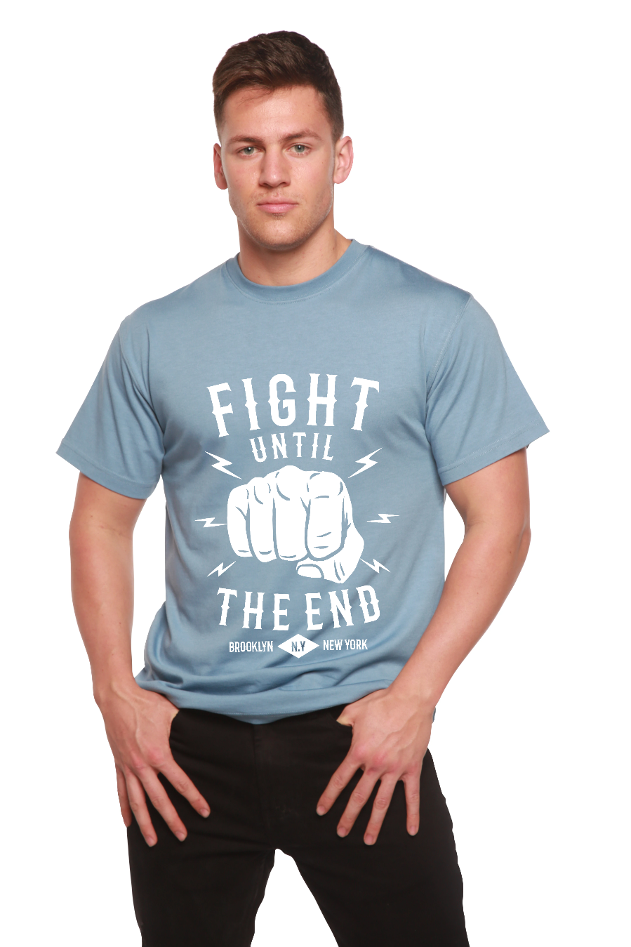 Fight Until Men's Bamboo Viscose/Organic Cotton Short Sleeve T-Shirt - Spun Bamboo