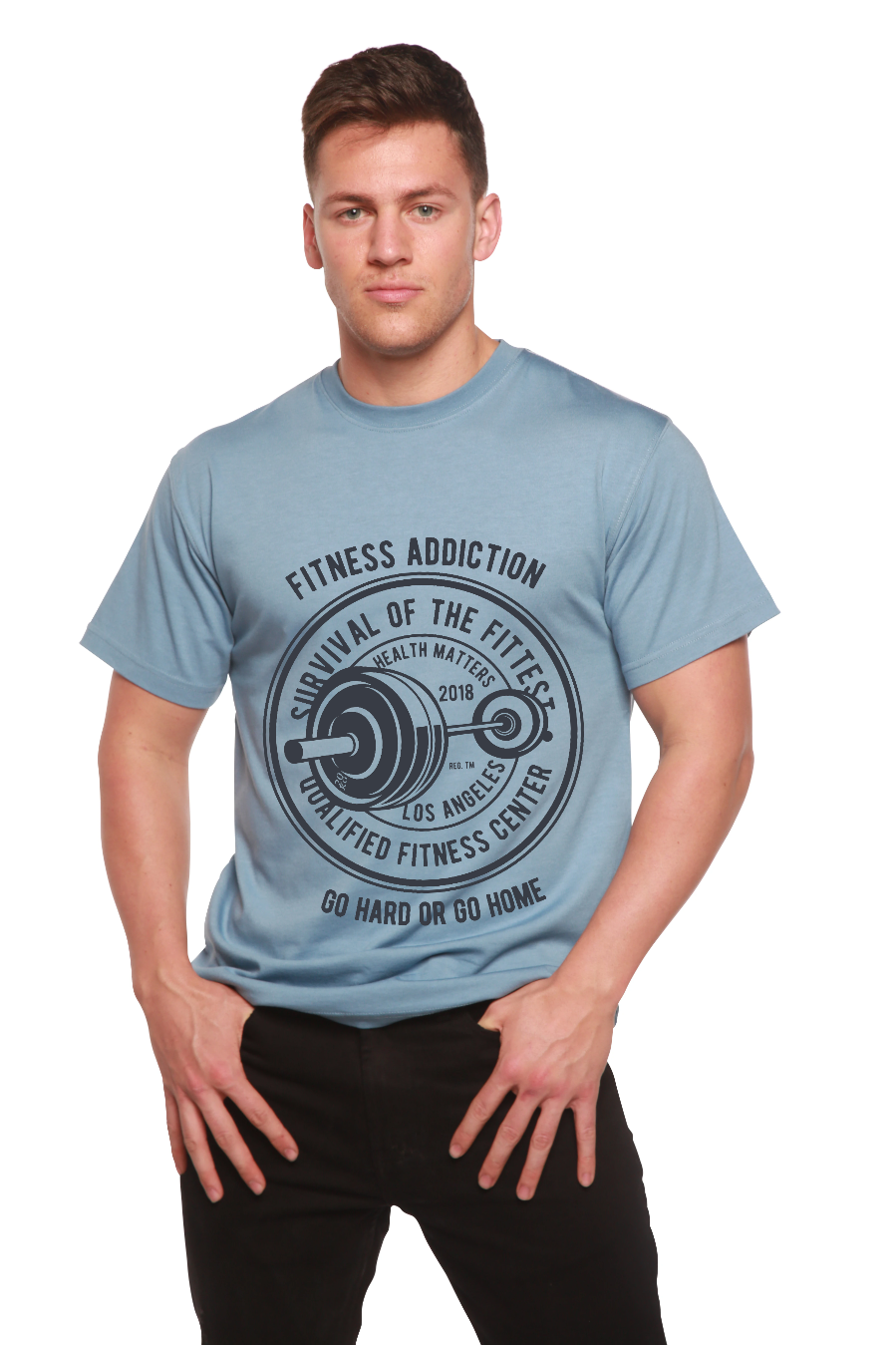 Fitness Addiction Men's Bamboo Viscose/Organic Cotton Short Sleeve T-Shirt - Spun Bamboo