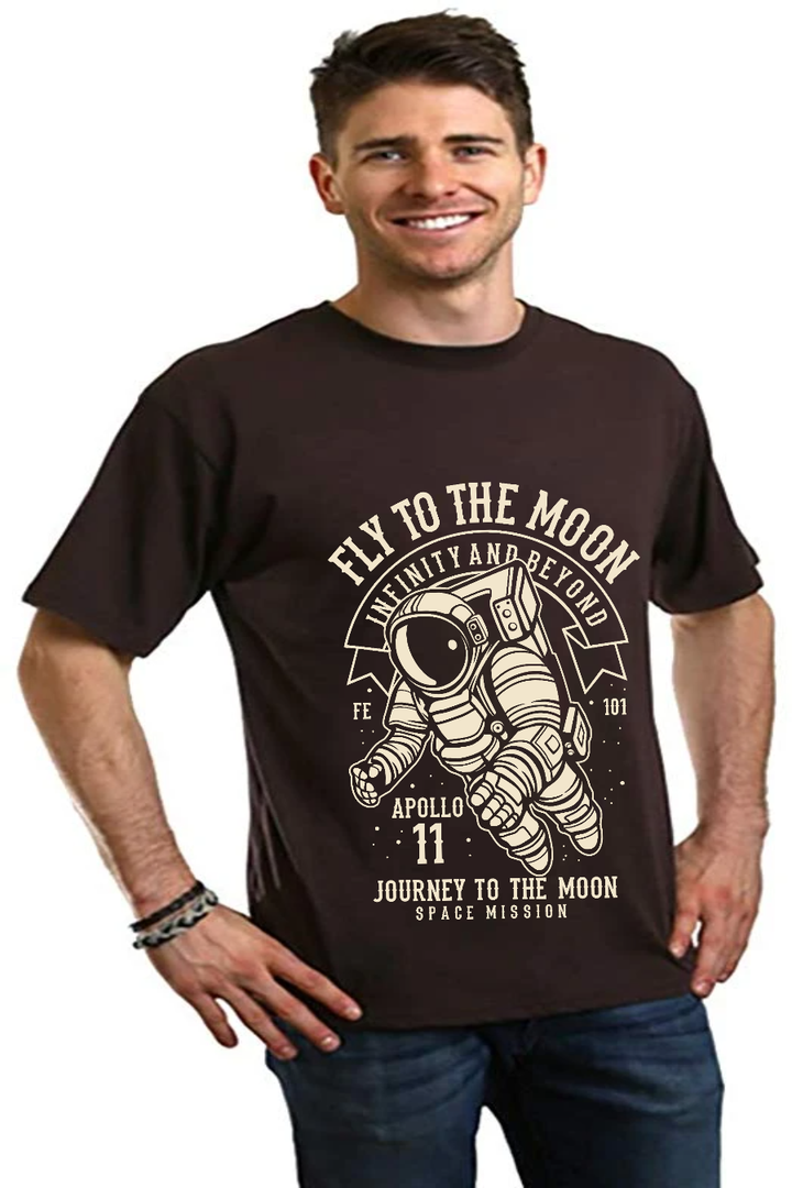 Fly To The Moon Men's Bamboo Viscose/Organic Cotton Short Sleeve T-Shirt - Spun Bamboo