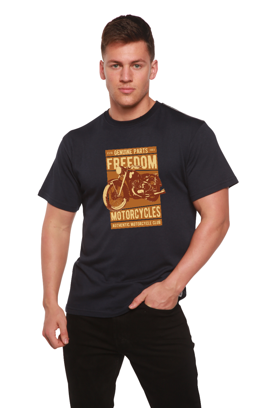 Freedom Motorcycles Men's Bamboo Viscose/Organic Cotton Short Sleeve T-Shirt - Spun Bamboo