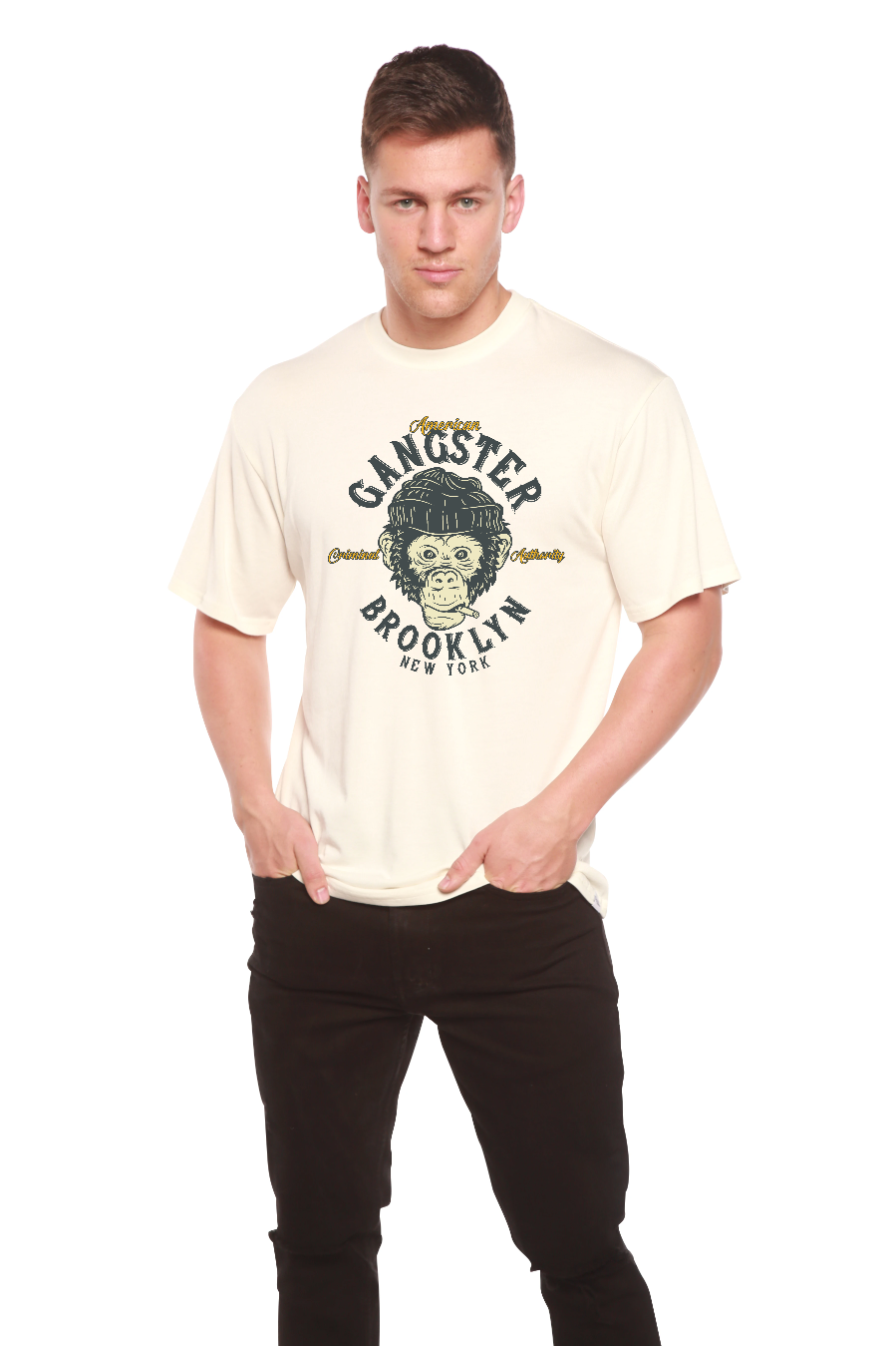 Gangster Brooklyn Men's Bamboo Viscose/Organic Cotton Short Sleeve T-Shirt - Spun Bamboo