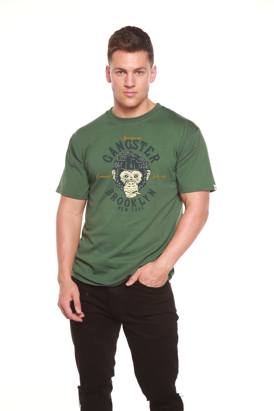 Gangster Brooklyn Men's Bamboo Viscose/Organic Cotton Short Sleeve T-Shirt - Spun Bamboo