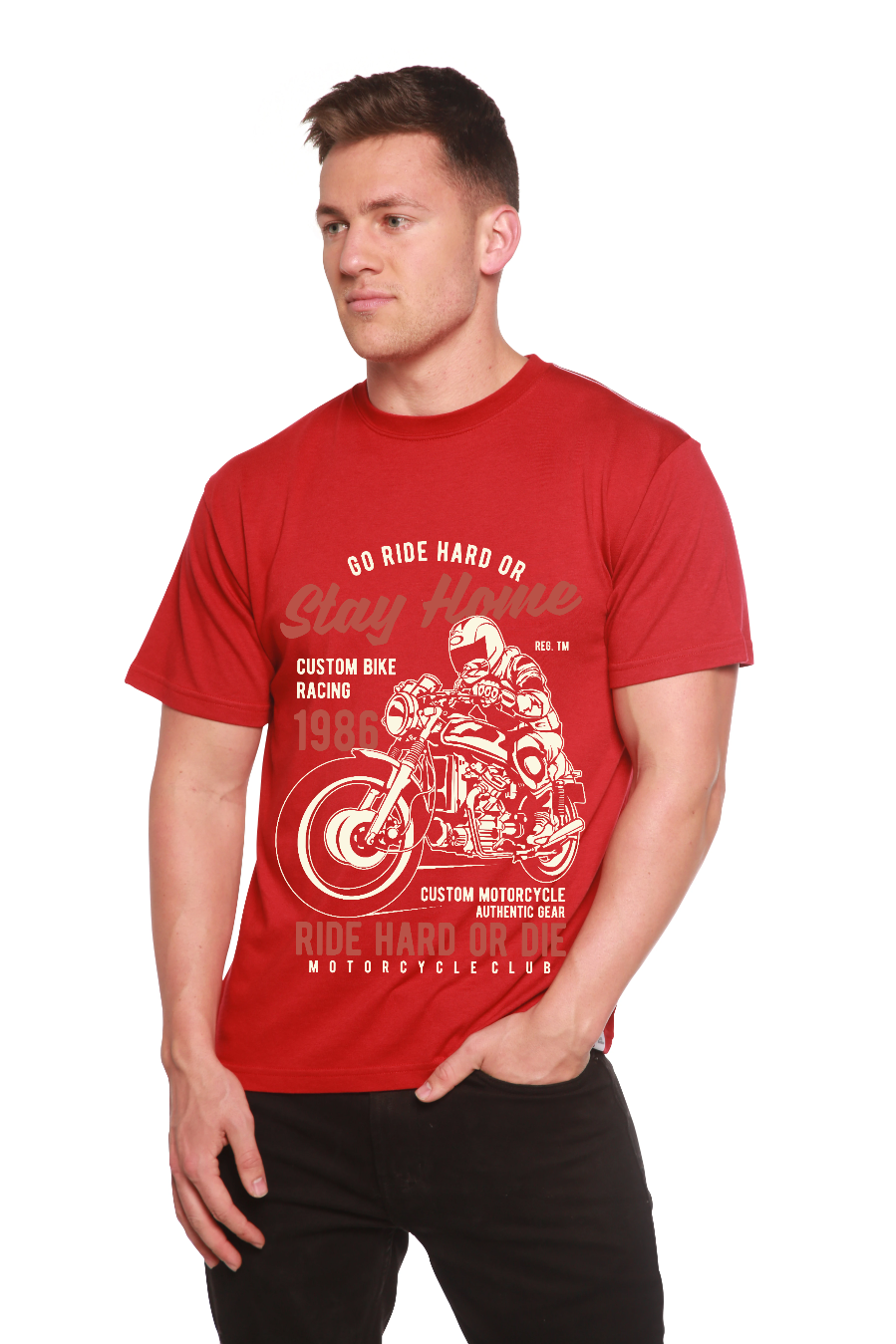 Go Ride Hard Men's Bamboo Viscose/Organic Cotton Short Sleeve T-Shirt - Spun Bamboo
